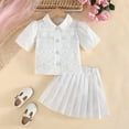 thumbnail image 6 of 5-6 Years Girls School Uniform Sets Lapel Short Sleeves Shirt+ Pleated Mini Skirt Outfits White, 6 of 7