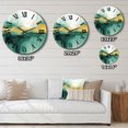 thumbnail image 4 of Designart "Gold Accents in a Blue Watercolor Impression IV" Fractals Oversized Wall Clock, 4 of 6