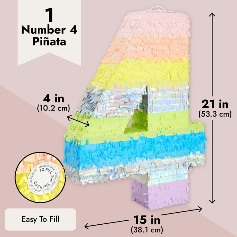 Large Number 1 Rainbow Pastel Pinata for Girl's Birthday Party Decor,  21x14.3x4, PACK - Kroger