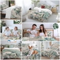 thumbnail image 5 of 3 Piece Summer Palm Trees Duvet Cover Set Twin Size, Microfiber Comforter/Quilt Cover with Corner Ties and 2 Pillowcases, Vintage Botanical Tropical Leaves All Season Soft Bedding with Zipper Closure, 5 of 8