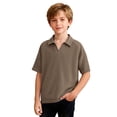 thumbnail image 6 of ITSAME T-Shirts for Boys, Short Sleeve Breathable Comfort Lapel Summer Casual Loose Tops Brown Size 9, 6 of 7