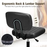 MCQ Armless Office Desk Chair with Comfy Lumbar Support, Adjustable Height Rolling Swivel Computer Task Chair, Black
