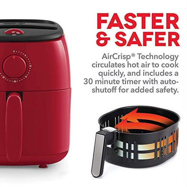 Dash Deluxe Electric Air Fryer + Oven Cooker, 1700-Watt, 6 Quart, 6qt, Red  & DCB001AF Air Fryer Recipe Book for Healthier + Delicious Meals, Snacks 