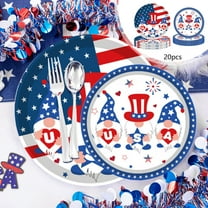 40 Pack 4th of July Paper Plates,9" And 7" Happy Independence Day Cute Gnome Disposable Plates Decorative Dinner Plates for Memorial Veterans Day Party Decoration