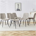 thumbnail image 3 of Light Gray Faux Leather Dining Chair with Black Metal Legs, Ergonomic Curved Backrest and Wide Seat Cushion for Enhanced Comfort, Set of 6 Modern Kitchen and Office Side Chairs, 3 of 9