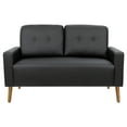 thumbnail image 6 of Lacoo Mid-Century Loveseat Button Tufted 2 Seater Sofa, Black Faux Leather, 6 of 9