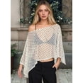thumbnail image 4 of Women's Polka Dot Sheer Mesh Asymmetrical Off Shoulder Top Color S, 4 of 9