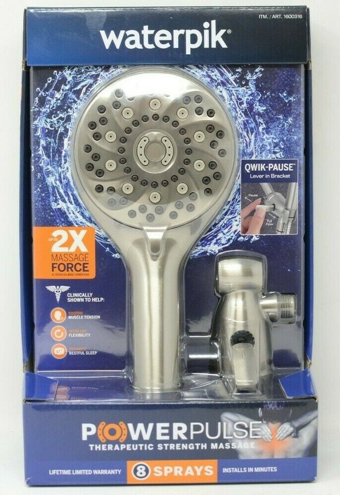 Waterpik Powerpulse Therapeutic 2x Massage Hand Held Showerhead 8 Sprays Qwik for sale online 