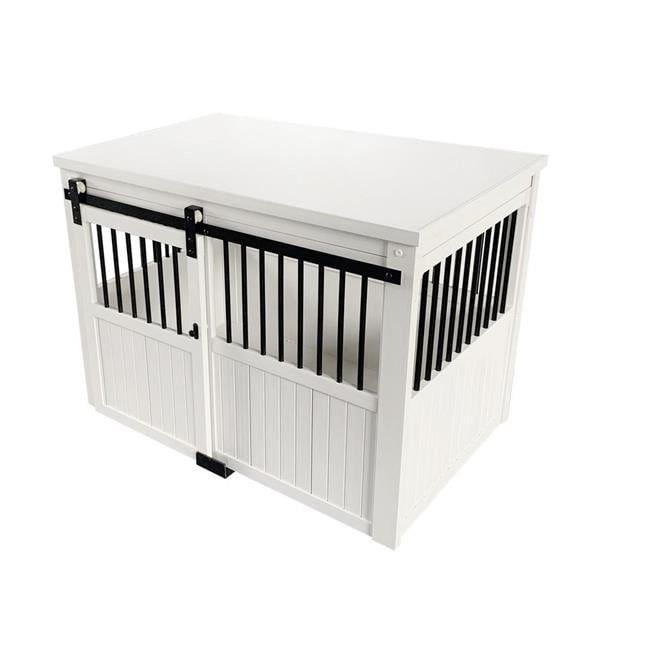 ECOFLEX® Homestead Sliding Barn Door Dog Crate Antique White