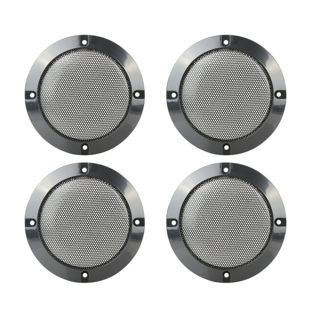 4uds 4'' Coche Metal Brillante Audio Altavoz Cubierta Malla Parrilla Cuerno Guardia