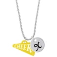 thumbnail image 1 of Delight Jewelry Acrylic 1.25" Yellow Cheer Megaphone Silvertone Script Initial Disc - X - Charm Necklace, 20"+3", 1 of 1