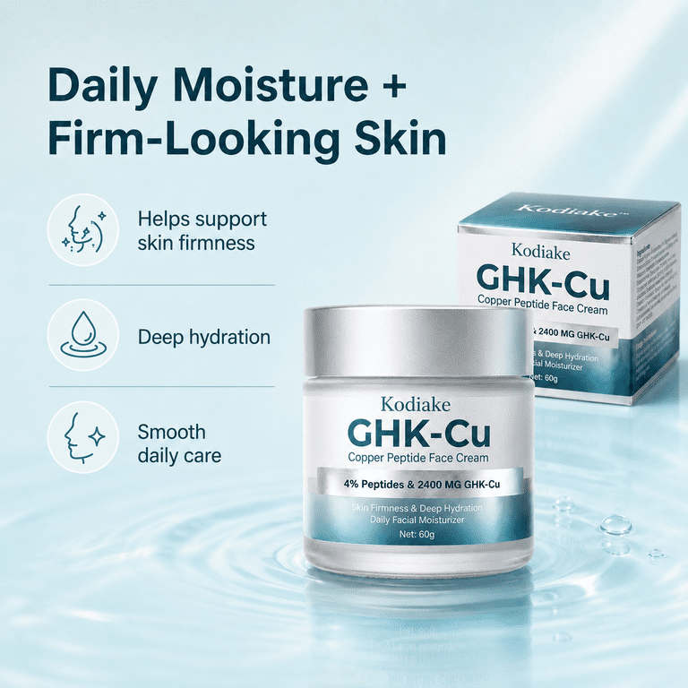 ghk-cu improves skin firmness Kodiake GHK-Cu Copper Peptide Face Cream 60g, 4% Peptides Daily Facial  Moisturizer for Skin Firmness, Deep Hydration and Youthful Look