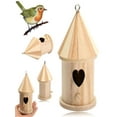 thumbnail image 2 of JinYiQing Outdoor Bird Houses Transparent Wooden Bird House for Outside with Lanyard and Screws,Wooden Birdhouse Finch Cardinals Hanging Birdhouse Nesting Box for Wild Bird Viewing (yellow), 2 of 8