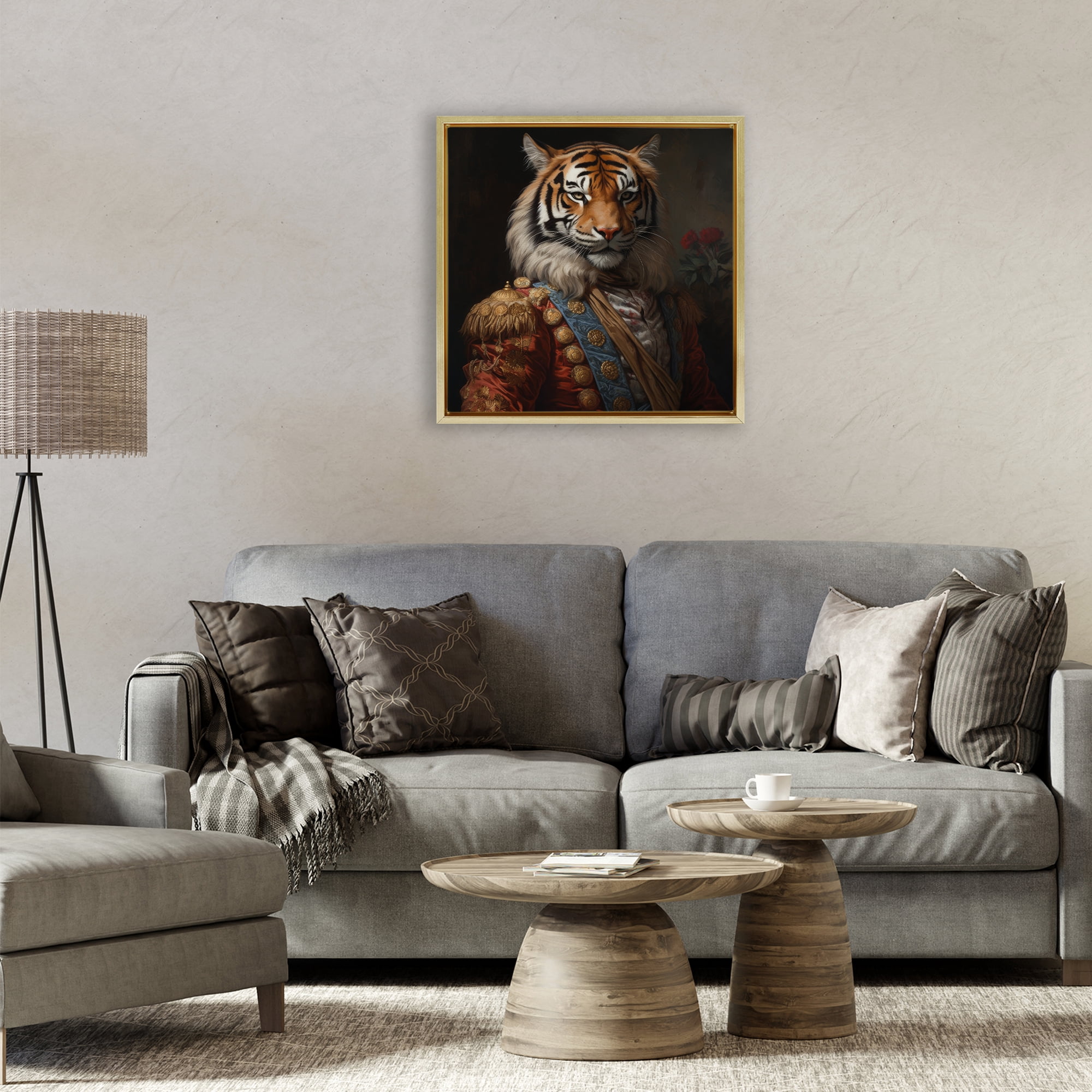 Stupell Industries Noble Tiger Transformation Gold Framed Floater Canvas Wall Art, design by Lazar Studio