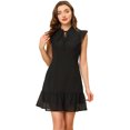 thumbnail image 1 of INSPIRE CHIC Women's Ruffle Tie Neck Sleeveless  A-line Solid Color Chiffon Dress, 1 of 5