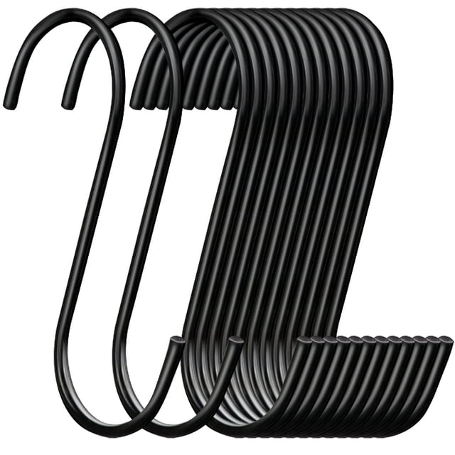 Ganchos ESFUN de acero negro, 30 unidades, 9,5 cm, tipo S