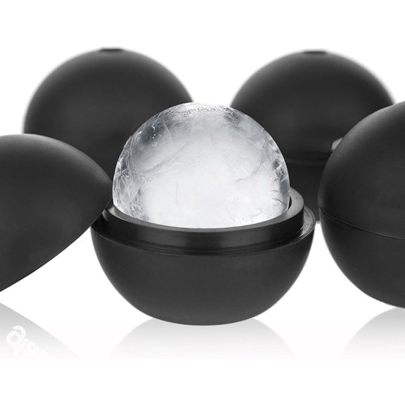 Round Ice Cube Molds – Whiskey Sphere Maker – Makes 2.5 Inch Ice Balls – 4 Pack