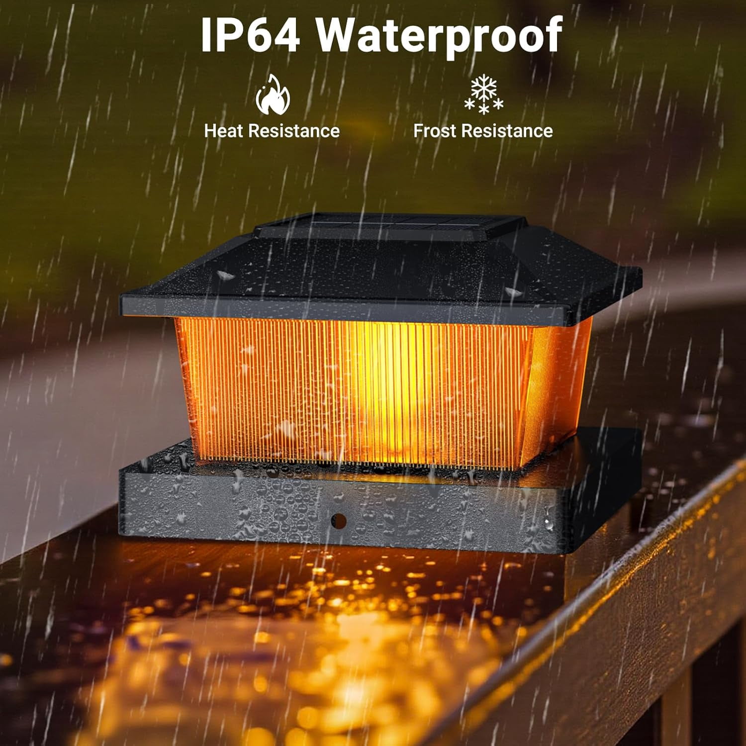 8 Pack Solar Flame Post Cap Lights,4x4 Outdoor Fence Post Lights with Flickering Flame Effect, Waterproof Solar Deck Lights for 4x4 and 3.5x3.5 Wood Vinyl Posts, Black