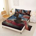 thumbnail image 2 of Manfei Wild Bald Eagle Queen Sheets,Retro Us Flag Queen Sheet Sets,Red Navy,4-Piece,1 Flat Sheet, 1 Fitted Sheet and 2 Pillowcases, 2 of 6