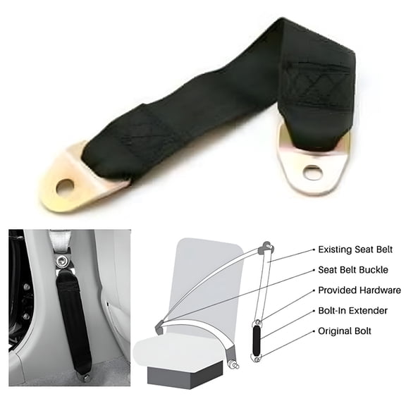 MELIVO 12 Inch Car Seat Belt Extender Black Fits 99% Of Front Seat Belts