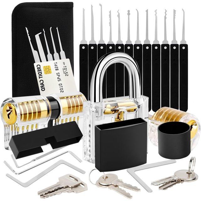 Con Fundas – Actualizado 37PCS Candados Kit, 3 Candados Transparentes de Latón, Cilindro Alta Precisión, para Locker Verja Cobertizo Exterior