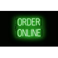 thumbnail image 1 of SpellBrite ORDER ONLINE LED Sign for Business. 21.0" x 15.0" Green ORDER ONLINE Sign Has Neon Sign Look With Energy Efficient LED Light Source. Visible from 500+ Feet, 8 Animation Settings., 1 of 4