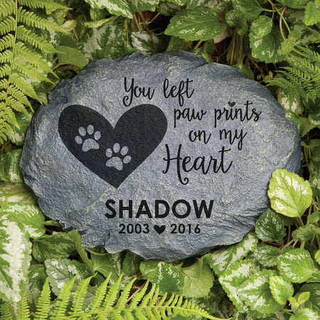 Paw Prints On My Heart Personalized Pet Memorial Garden Stone