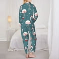 thumbnail image 5 of Kll Elegant Flamingo Print Women'S Long Sleeve Pajamas With Pants Sleepwear Loungewear 2 Set-Small, 5 of 9