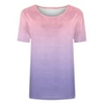 thumbnail image 4 of Summer Gradient Print Tops for Women Crew Neck Short Sleeve Shirts Relaxed Fit Tunic Top Lounge Breathable T Shirts Workout Sport Yoga Office Work Blouses, 4 of 4