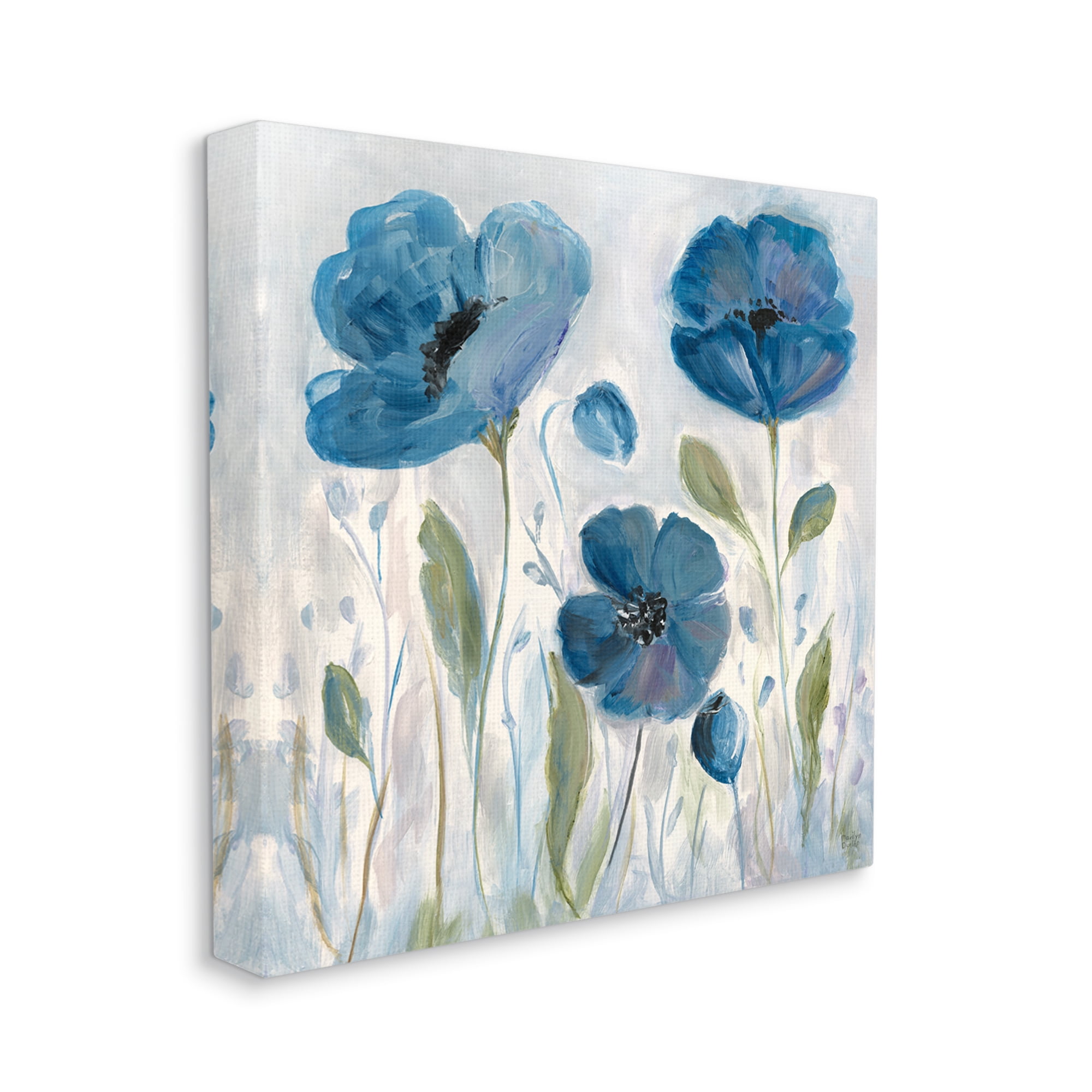 Stupell Industries Blue Poppies Painting Botanical & Floral Painting Gallery Wrapped Canvas Art Print Wall Art, 30 x 30