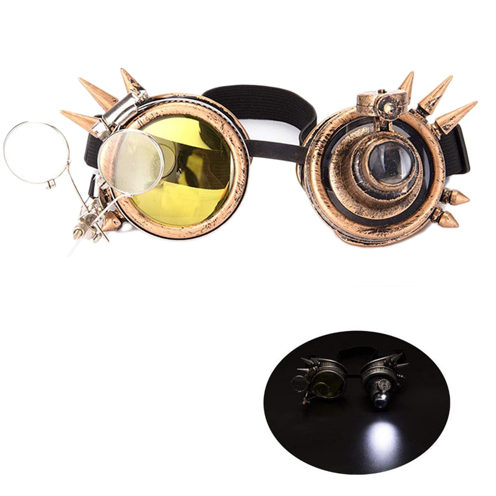 Halloween Steampunk Goggles Cosplay Party Gothic Goggles with Light ...