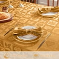thumbnail image 4 of Tablecloth Rectangle 60 x 84 Inch Maple Leaves Jacquard Waterproof Washable Heavy Weight Damask Table Cloth, Plaid Table Cover for Fall, Thanksgiving, Autumn, Harvest, Party, Amber, 4 of 7