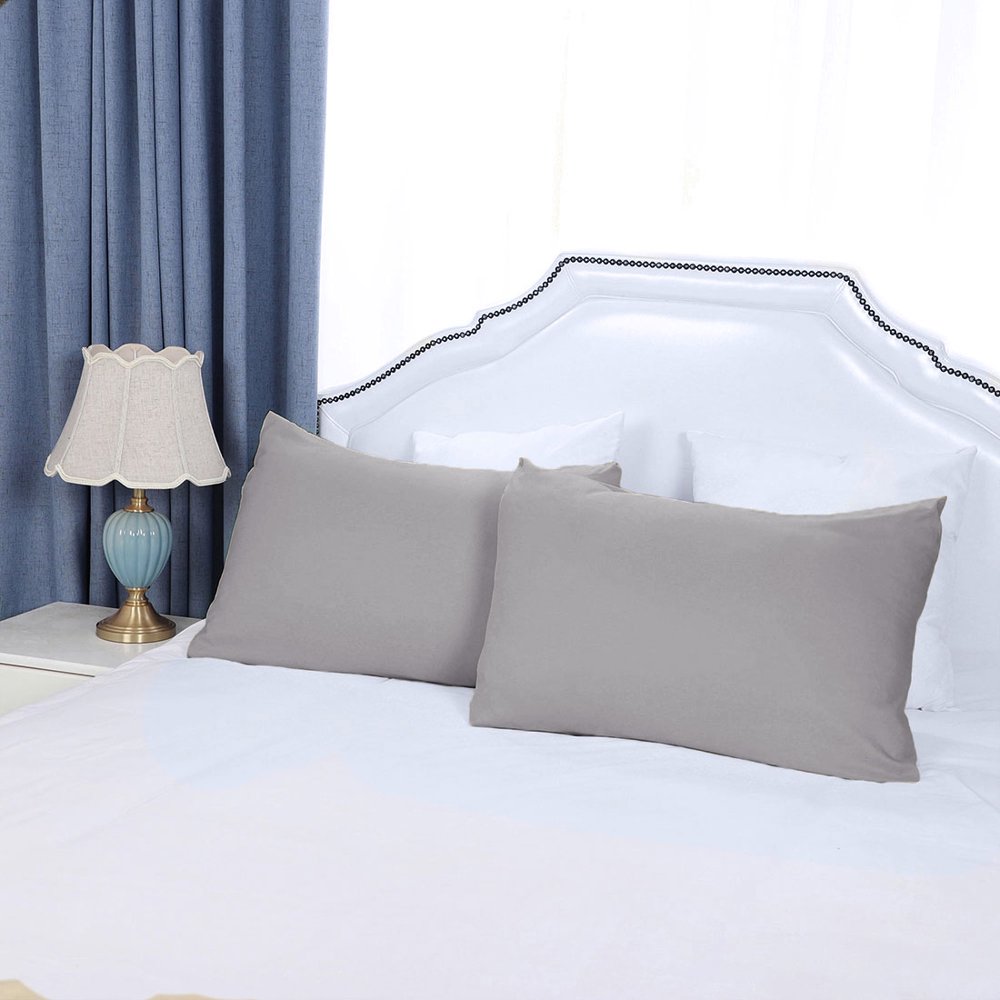 1800 Soft Microfiber Pillowcases, Set of 2 Queen Pillow Cases with Envelope, Grey Pillowcase