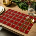 thumbnail image 4 of Christmas Placemats Set of 4, Poinsettia Flower Place Mats Red Green Buffalo Plaid Placemat Table Decoration for Kitchen Table Dinner Xmas Holiday Party Home Decor Indoor Outdoor 13x19 Inch, 4 of 9