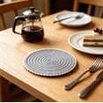 thumbnail image 1 of Ball Trims Woven Rope Mat 1 Pack Heat Protection Round Table Mat For Kitchen Dining Home Cup Glass, 1 of 6