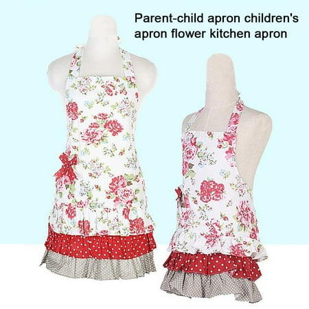 

Welling Floral Print Bowknot Adult Kids Home Kitchen Baking Cooking Painting BBQ Apron