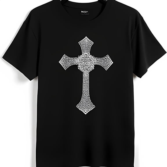 Bold Black T-Shirt with Large Silver Design Eye Catching Glamour
