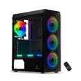 thumbnail image 1 of Gabinete gamer Yeyian YCH-MTA7-01BK Cristal templado Midi Tower, ATX/Micro-ATX, USB 3.0, ventiladores 120mm 3 Ventiladores Instalados ARGB con control remoto,  enfriamiento 240mm y 120mm, 1 of 11