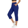 thumbnail image 3 of Fmbrln Womens Capri Pants Stretchy Waist Comfy Workout Yoga Capris Casual Travel Work Capri Pants with Pockets, 3 of 8
