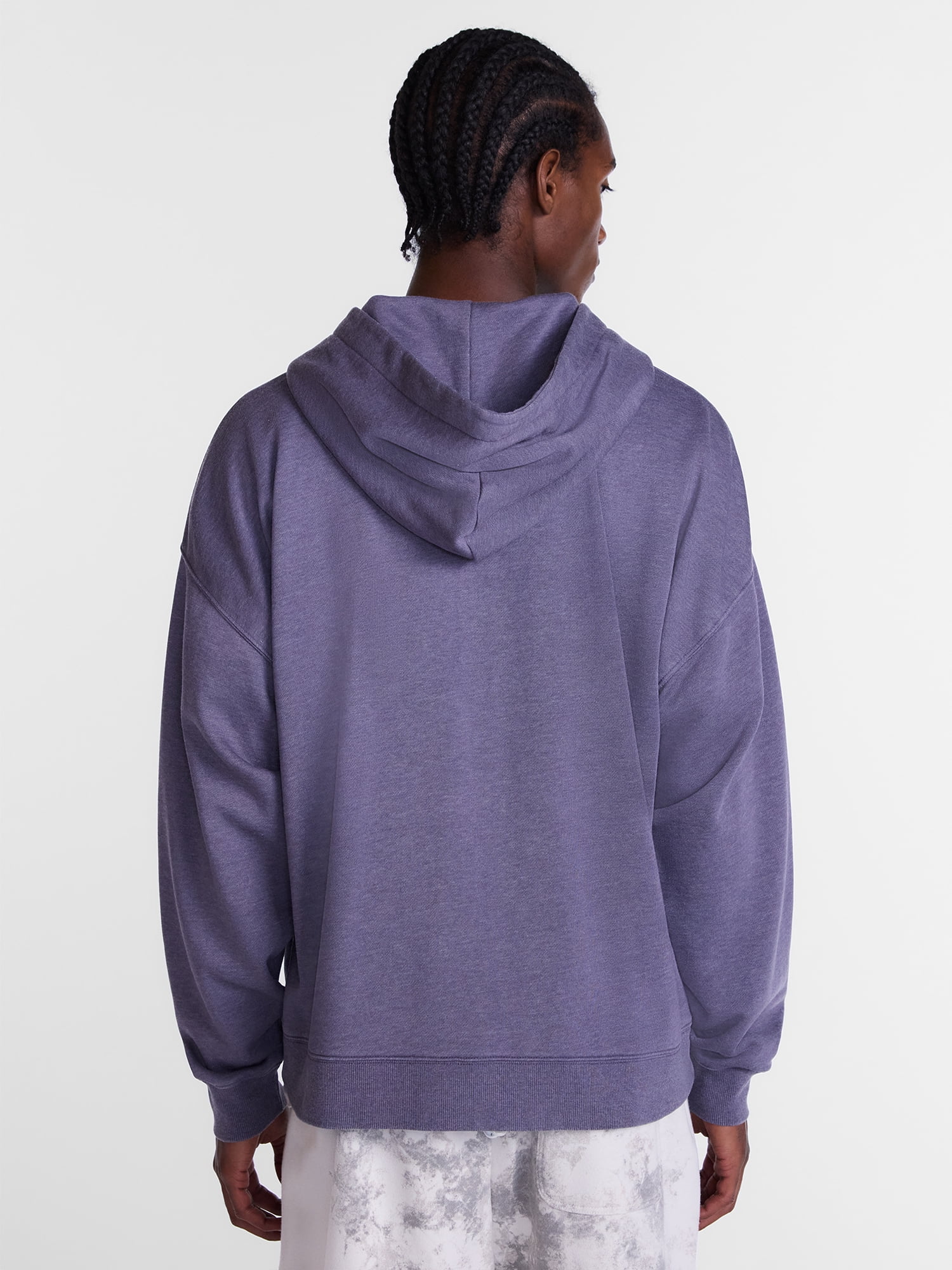 No Boundaries Boxy Oversized Fit Fleece Zip Hoodie Sweatshirt with Long Sleeves, Men's XS-4XLT