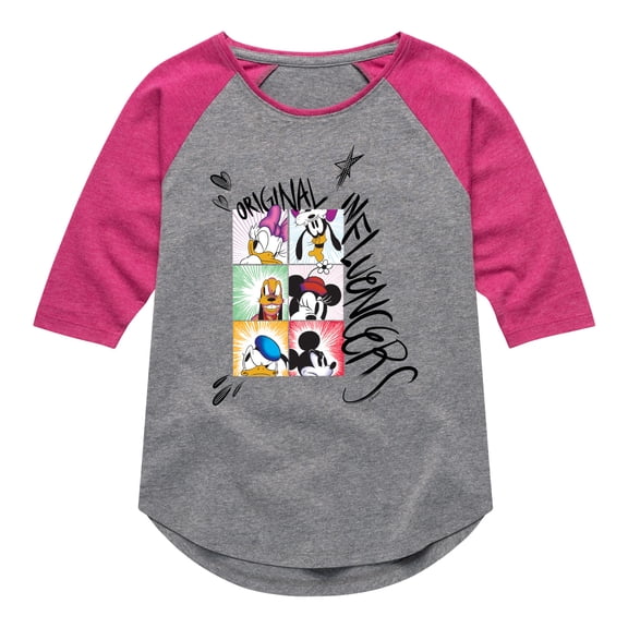 Mickey & Friends - Original Influencers - Toddler And Youth Girls Raglan Graphic T-Shirt