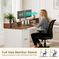 thumbnail image 6 of Farmhouse L Shaped Desk with Storage, Rustic Corner Desk with Monitor Stand, 2 File Drawers & 1 Cabinet, Home Office Desk with Spacious Desktop, Large PC Workstation, White & Black Top, 6 of 8