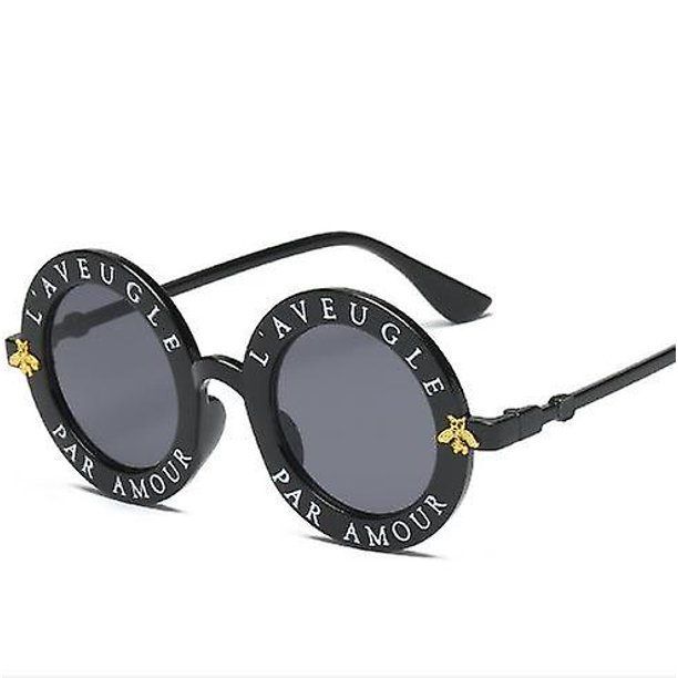 Gafas de sol redondas retro de moda para mujer Diseñador de marca Letras inglesas Abeja Metal Fr