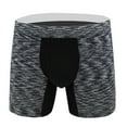 thumbnail image 1 of zbxnLI Men's Boxer Briefs Stretch Long Leg Compression Underwear Breathable Comfort Soft Underpants with Fly, 1 of 2