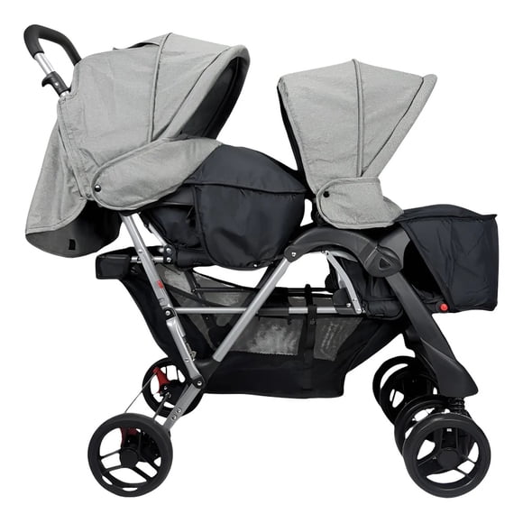 Carriola Gemelar para Bebe THE BABY SHOP gris plegable Reclinable