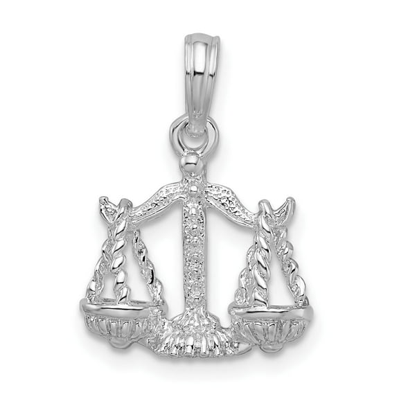 Million Charms 925 Sterling Silver Polished 3D Libra Zodiac Pendant