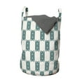 thumbnail image 1 of Abstract Laundry Bag, Geometric Motifs Irregular Ethnic Looking Shapes on a Plain Background, Basket with Handles Drawstring Closure for Laundromats, 13" x 19", Grey Teal and White, by Ambesonne, 1 of 4