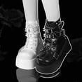 thumbnail image 6 of Goth Ankle Booties for Women's Motorcycle Platform Boot Chunky High Heel Lace Up Zipper Combat Boots Punk Rivet Boots Outdoor Shoes, 6 of 7