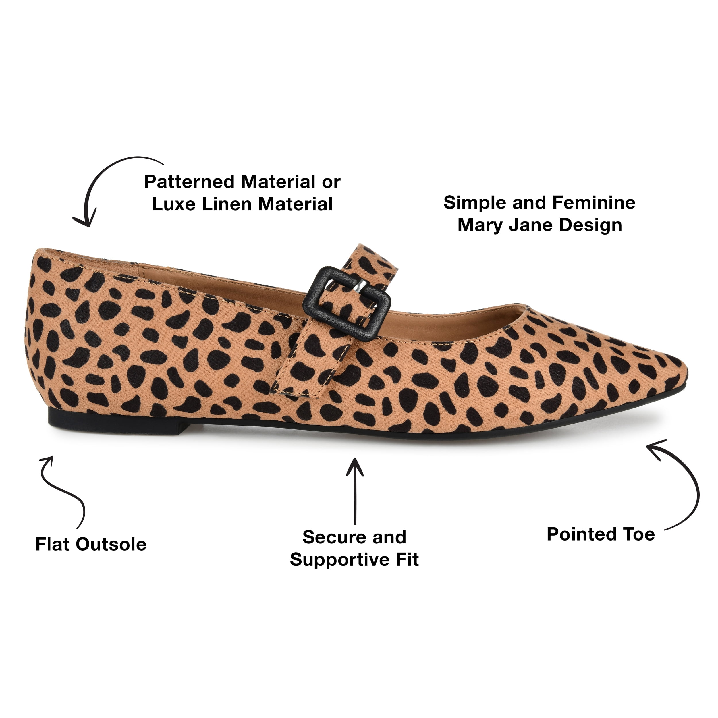 Journee Womens Karissa Buckle Pointed Toe Mary Jane Dress Flats