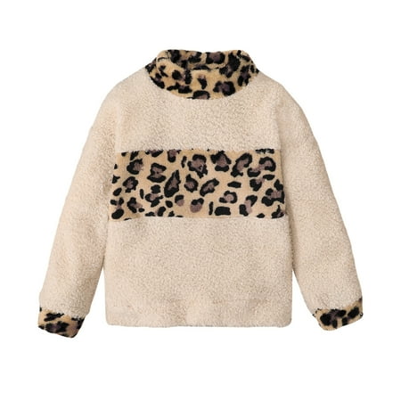 

Kucnuzki Toddler Girl Clothes 3T Infant Girl Fall-Winter Tops 4T Toddler Girl Long Sleeve Contrast Leopard Prints Fluffy Sweatshirt Tops Yellow